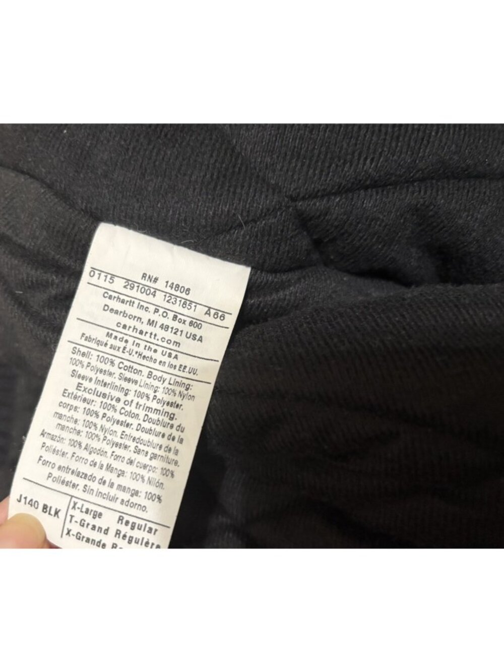 Carhartt Jacket Mens XL Black Iconic Firm Duck Active Canvas USA Made J140 BLK - Picture 7 of 9